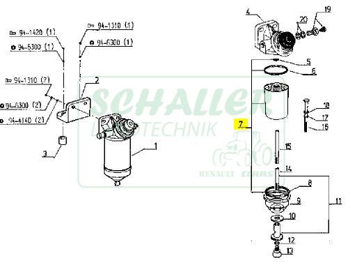 Kraftstofffilter MWM  lang Renault TX 