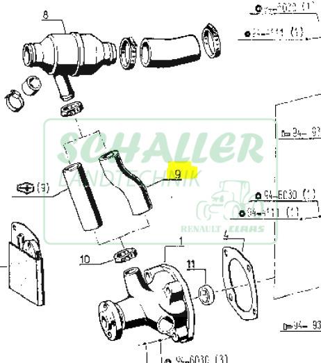 Kühlerschlauch Thermostat zu Wasserpumpe  3 und 4 Zylinder MWM ohne Klima
