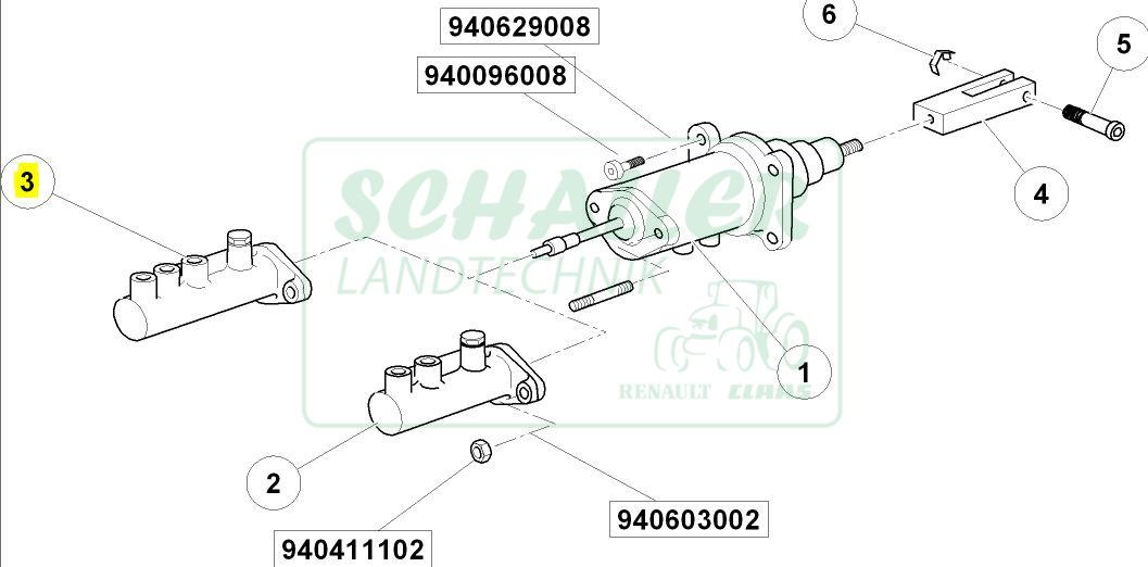 Hauptbremszylinder f. Ares 40km/h m. Drulu-Bremse, 4 Anschlüsse oben.