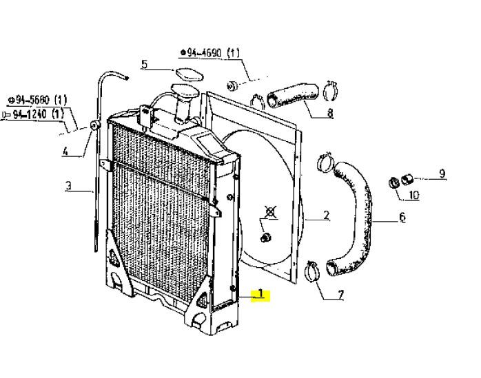 Kühler für Renault 95/103/106-14 TX ; Austauschteil [Anschluss links] ab#