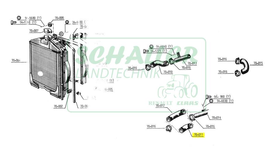 Kühlerschlauch  Kühler unten rechts Renault 651(-4/S)  ab#