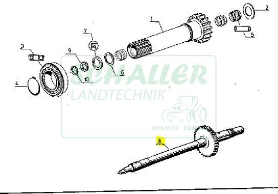 Getriebeeingangswelle 30km/h f. 751 bis 1181-4s; Gebrauchtteil  mit erneuerter Schaltverzahnung