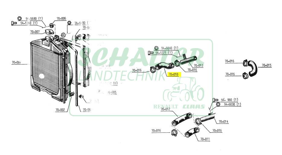 Kühlerschlauch  Kühler unten rechts Renault 551(-4/S)