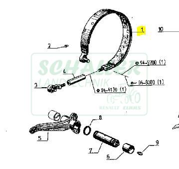 Handbremsband TX/TS/TZ,  Ø 245mm rechts 