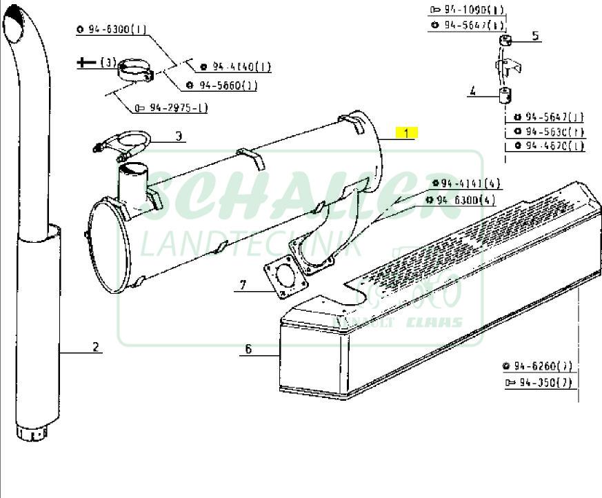 Schalldämpfer waagrecht für MWM 6-Zylinder Turbo-Motor