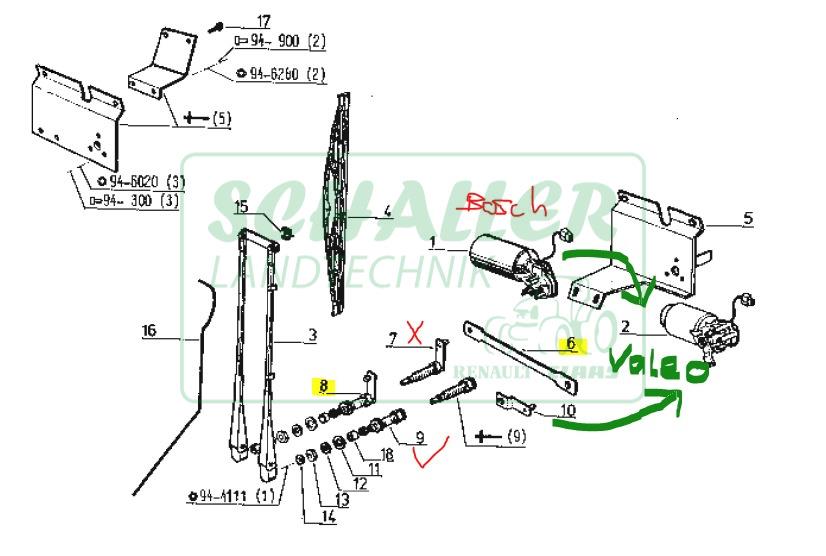 Scheibenwischermotor- Umbausatz "auf Bosch" TX/TS/TZ/TL
